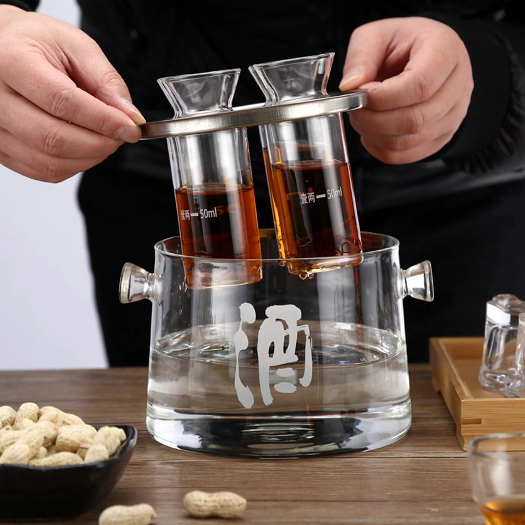 Glass Sake Decanter Bottle 16cmx14.5cmx11.6cm I820912