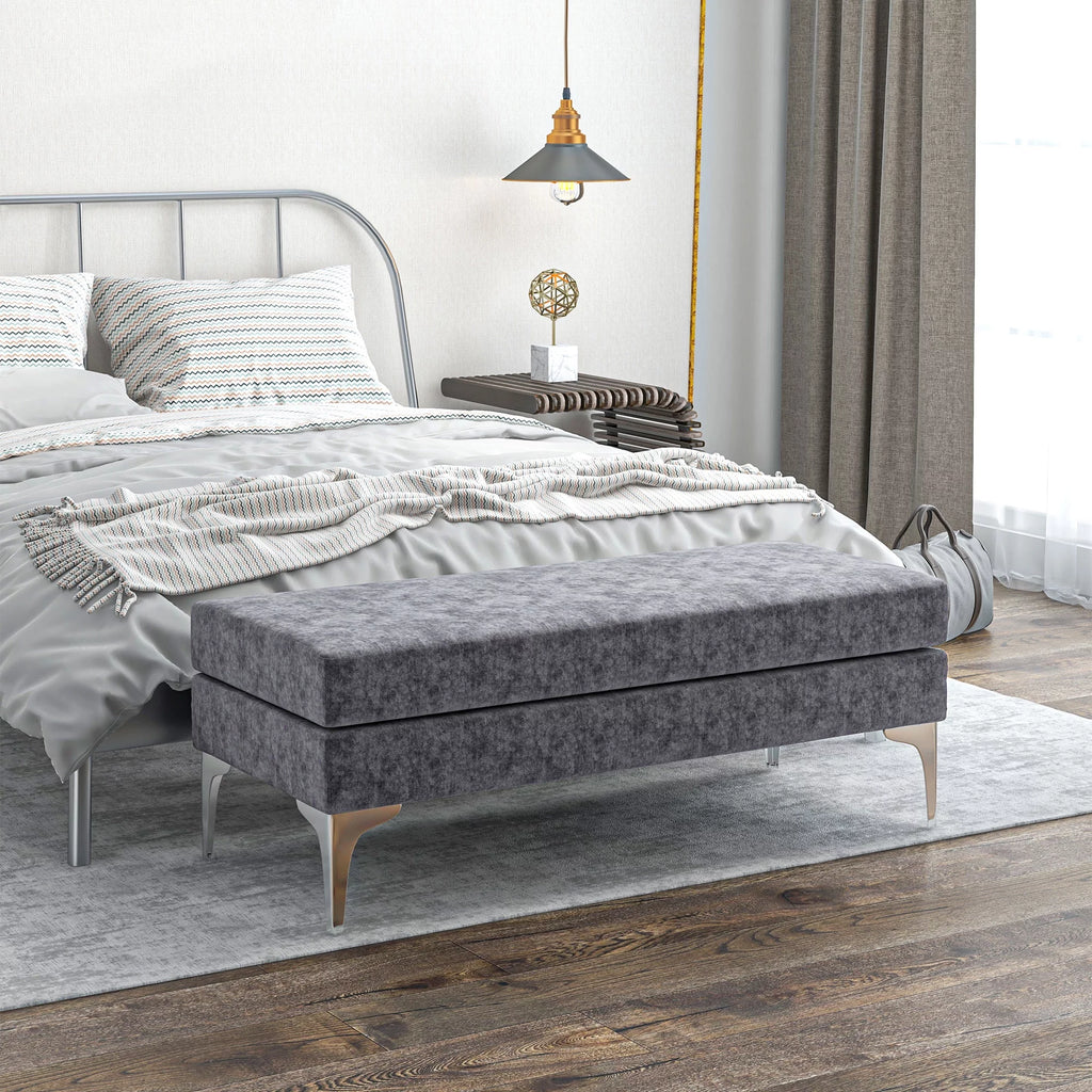 48" Dark Gray End of Bed Bench with Steel Legs O4323