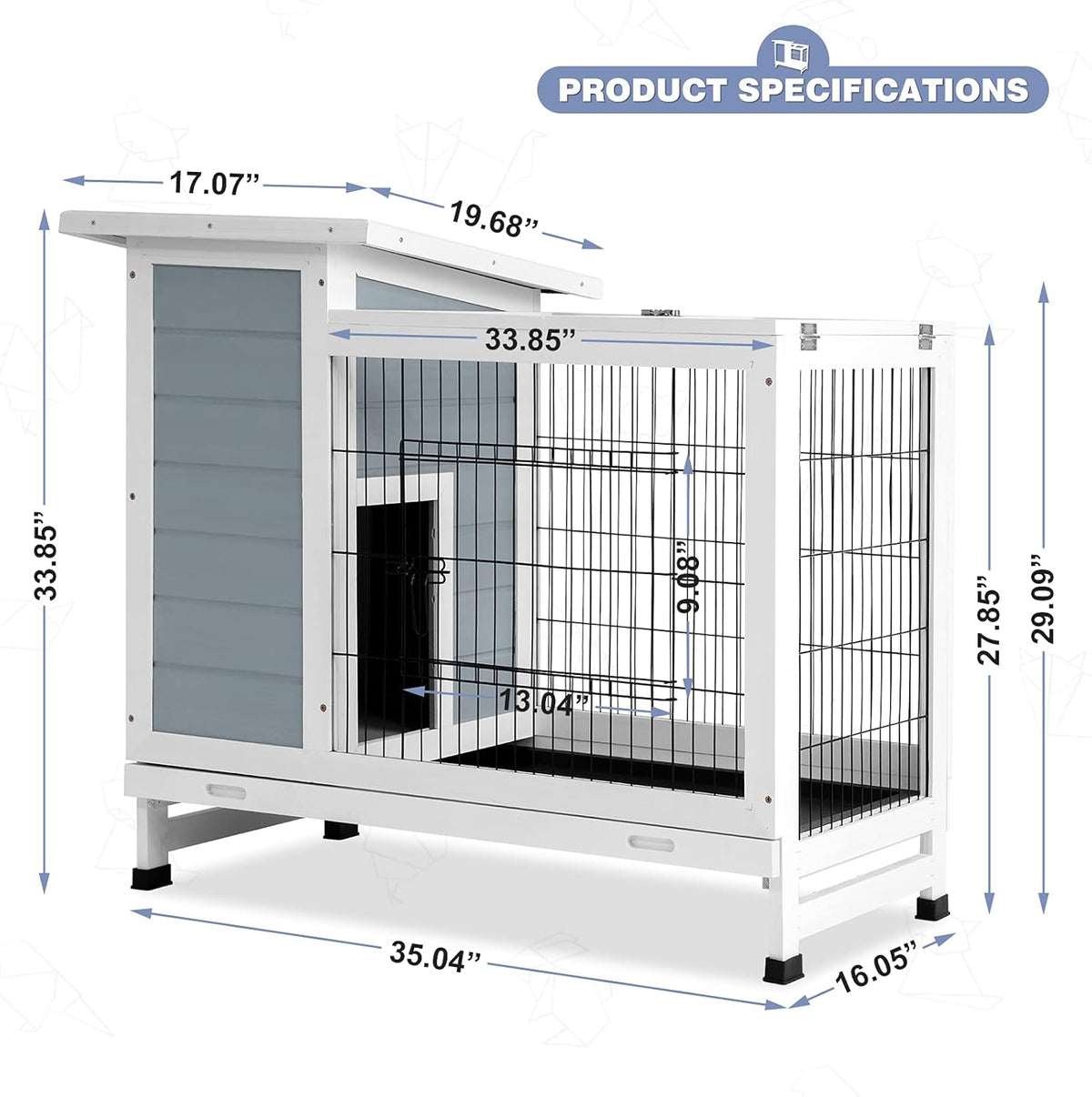2 Story Rabbit Cage with Ventilation Door Removable Tray D1419