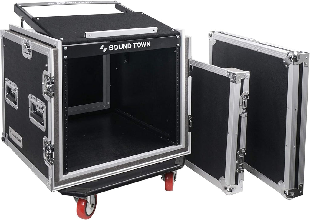 10U ATA Rack Case with 11U Slant Mixer Top and Casters R36732