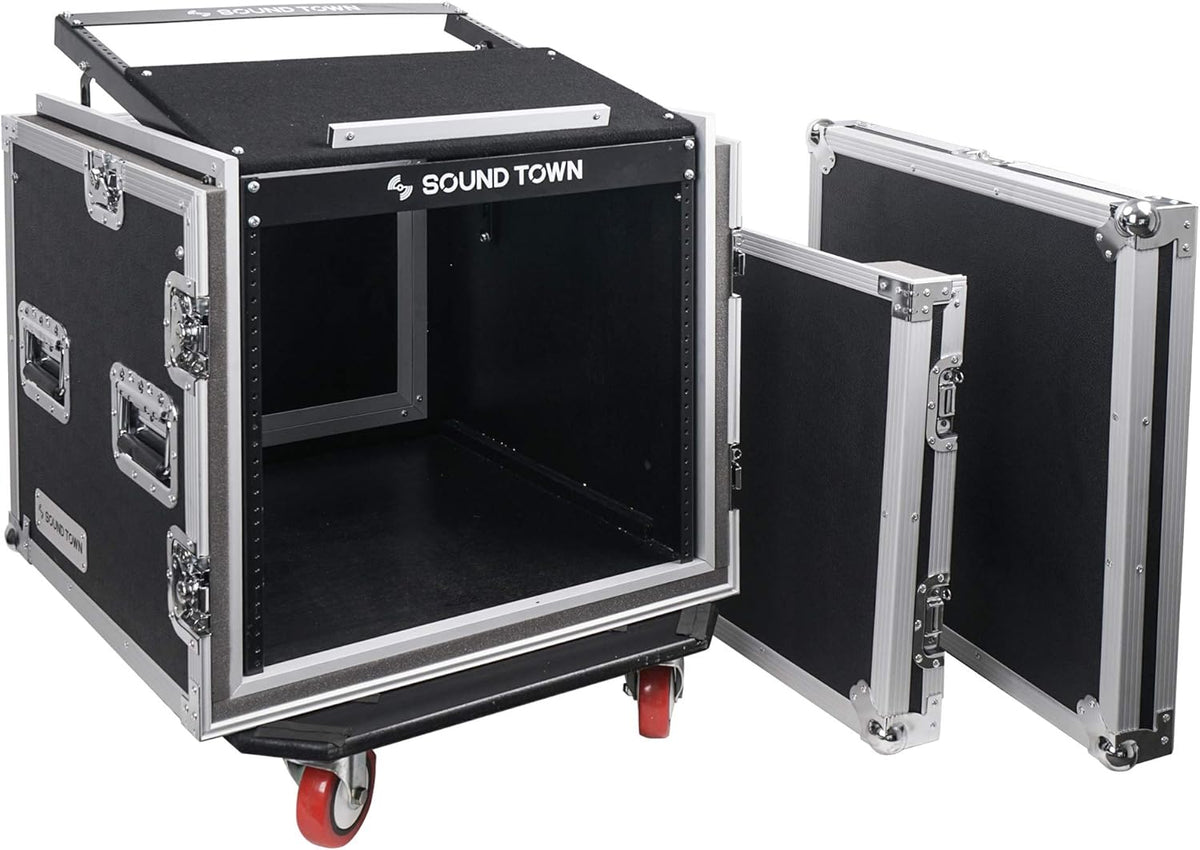 10U ATA Rack Case with 11U Slant Mixer Top and Casters R36732