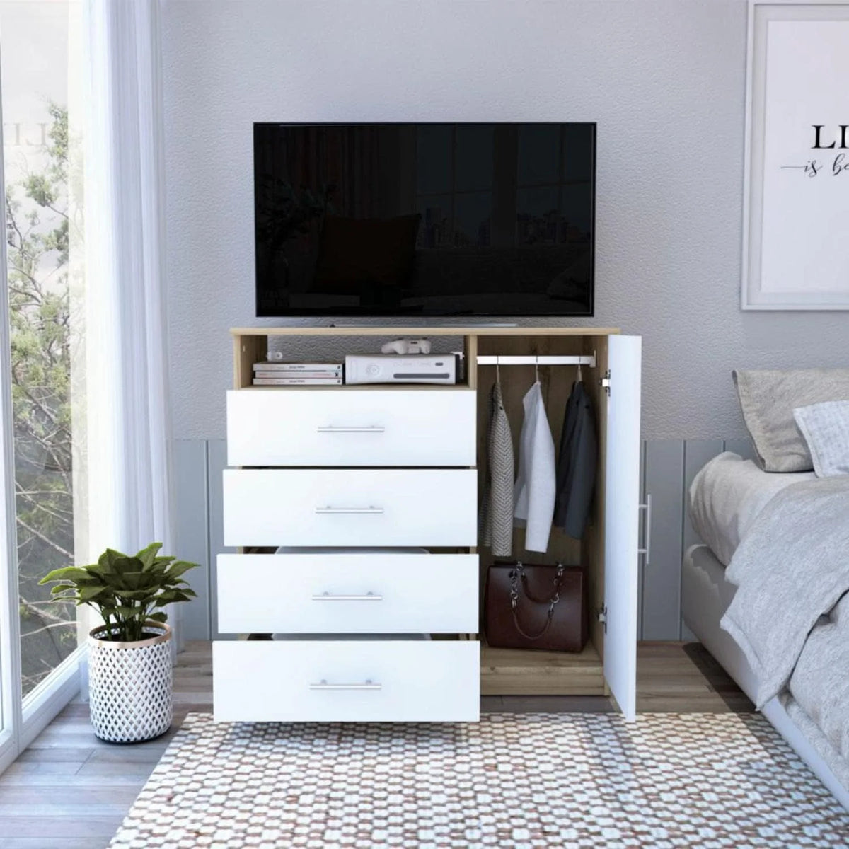 Light Oak White 4 Drawer Dresser I606240