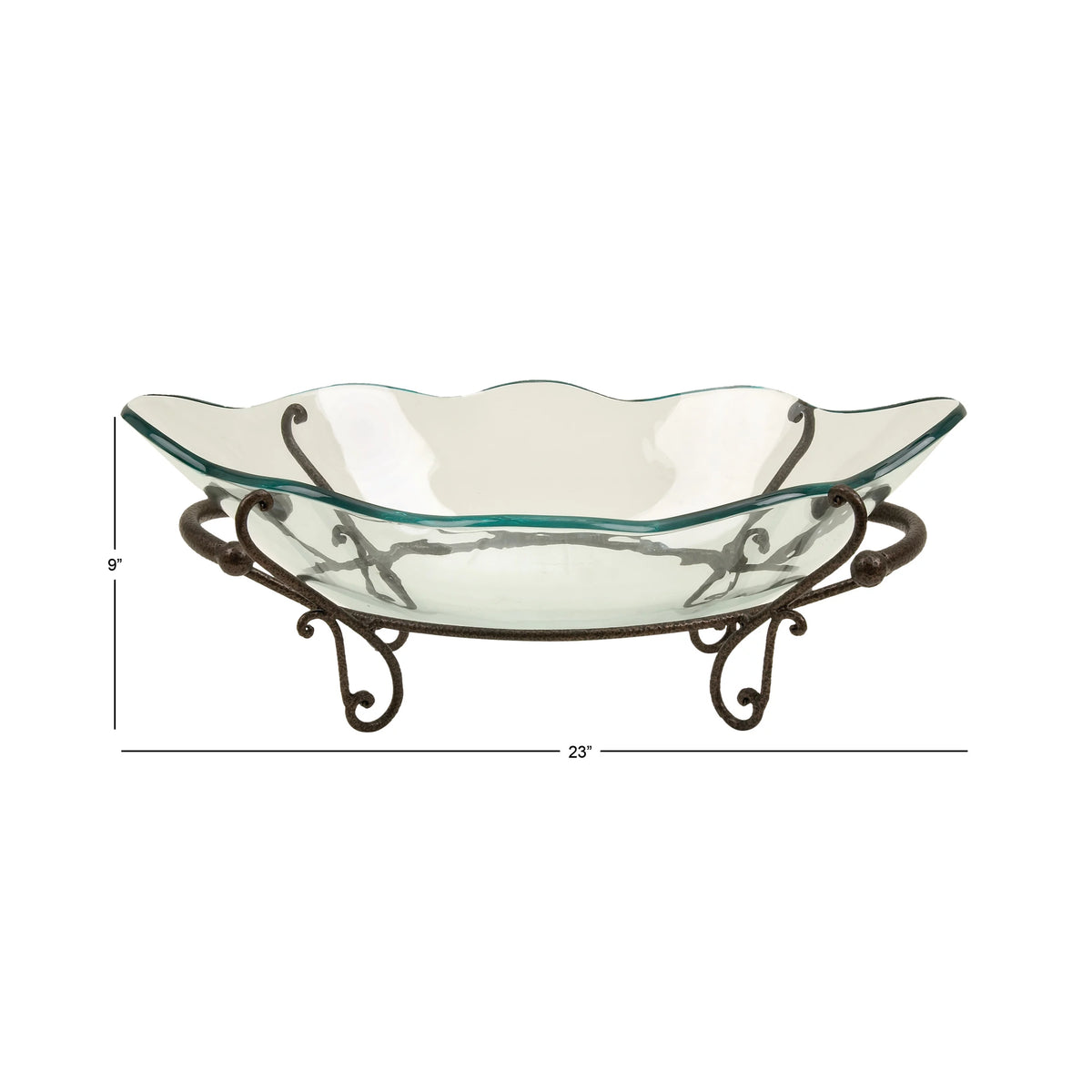 Clear Tempered Glass Serving Bowl with Metal Base G2898