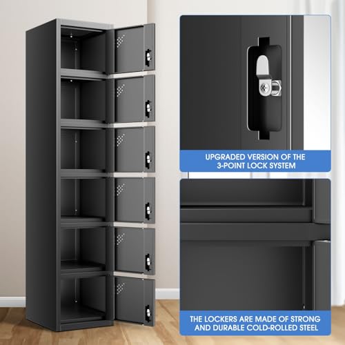 Metal Storage Cabinet with Keys, 71" 1 Door Black P34561