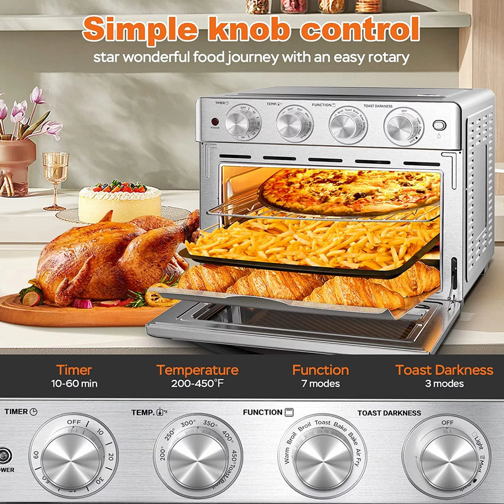 6 Slice 24.5QT Air Fryer Toaster Oven Combo, Stainless Steel V6454