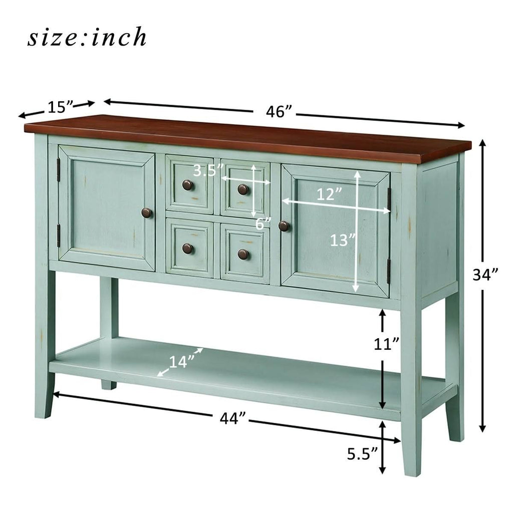 Dark Blue Sideboard Console Table with Bottom Shelf Z9249