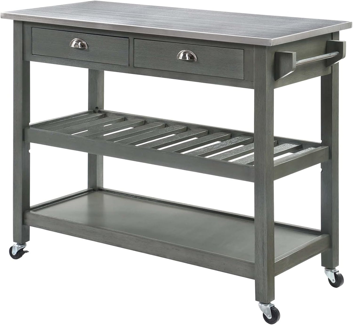 Black 3-Tier Stainless Steel Kitchen Cart with Drawers B160010