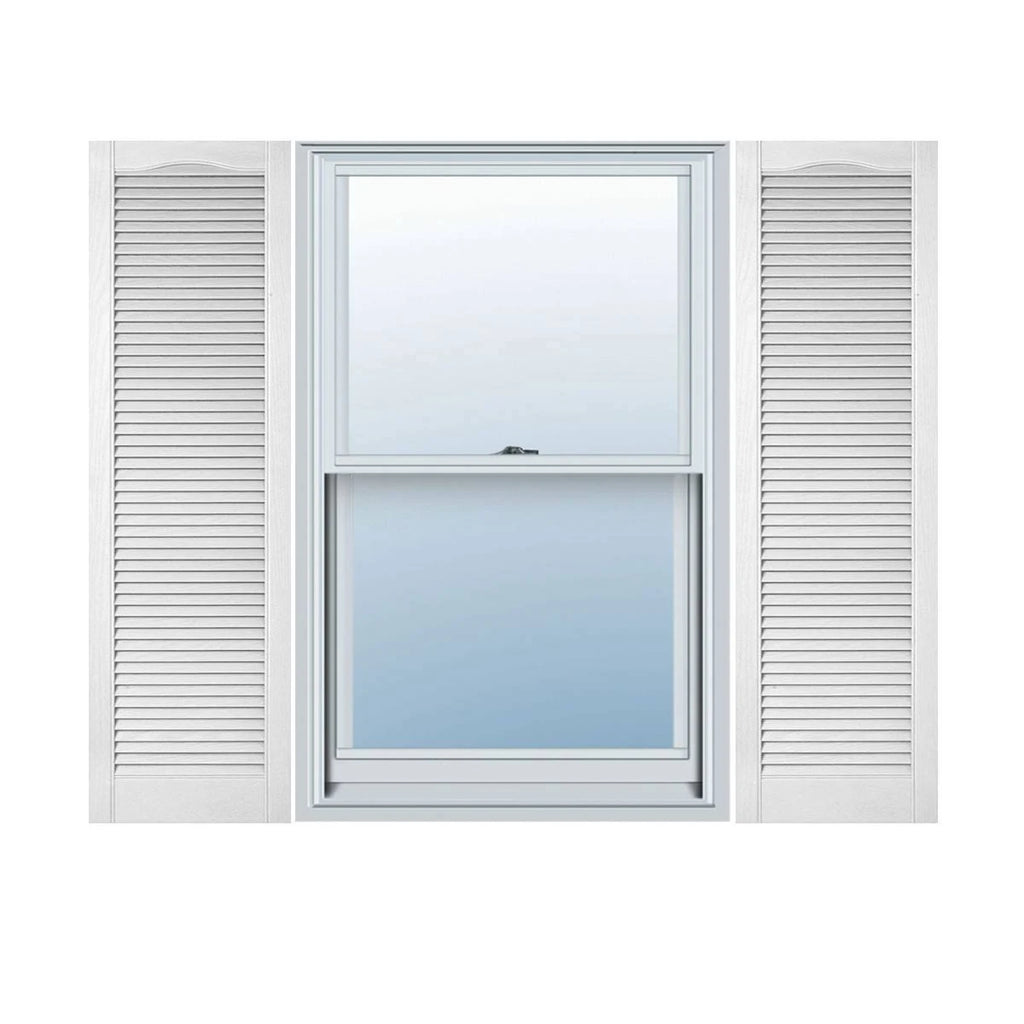 Vinyl Cathedral Top Open Louver Shutters Bright White F787127