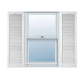 Vinyl Cathedral Top Open Louver Shutters Bright White F787127