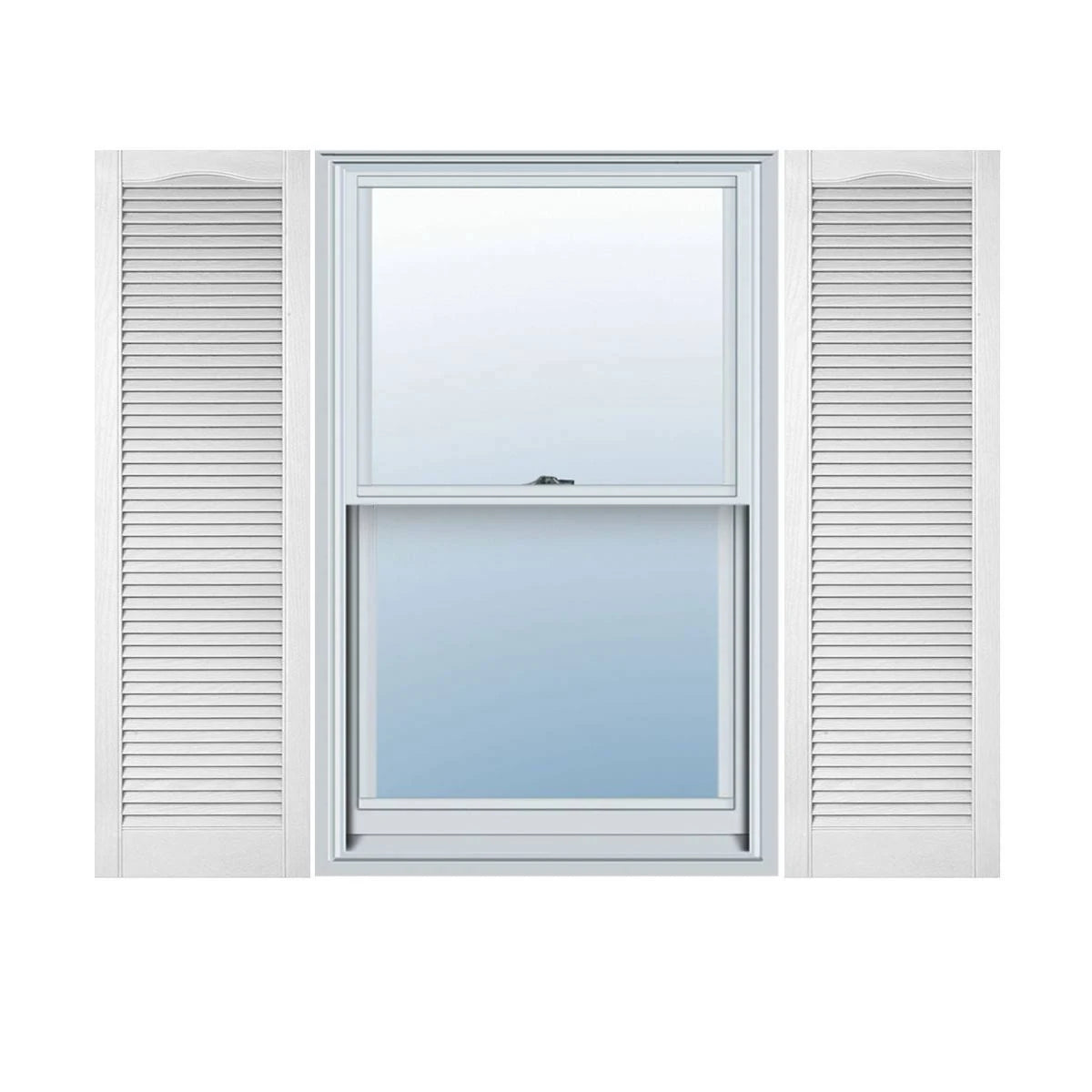 Vinyl Cathedral Top Open Louver Shutters Bright White F787127