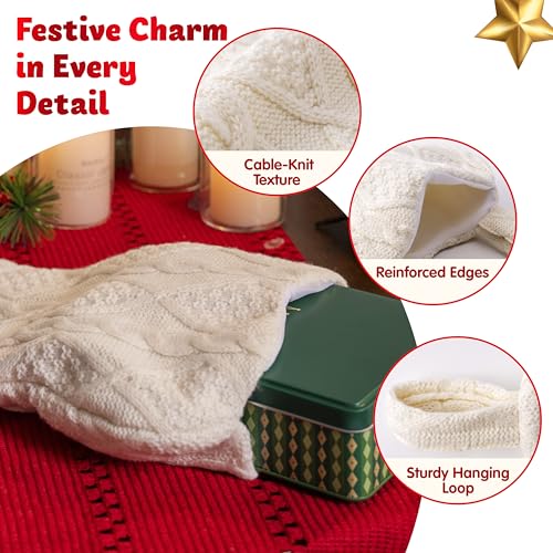 Knit White Bone Shape Christmas Dog Stocking D7929