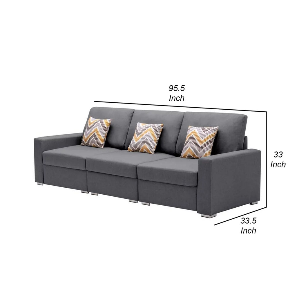 96 Inch 3 Piece Modular Sofa Set with 2 Accent Pillows C761950