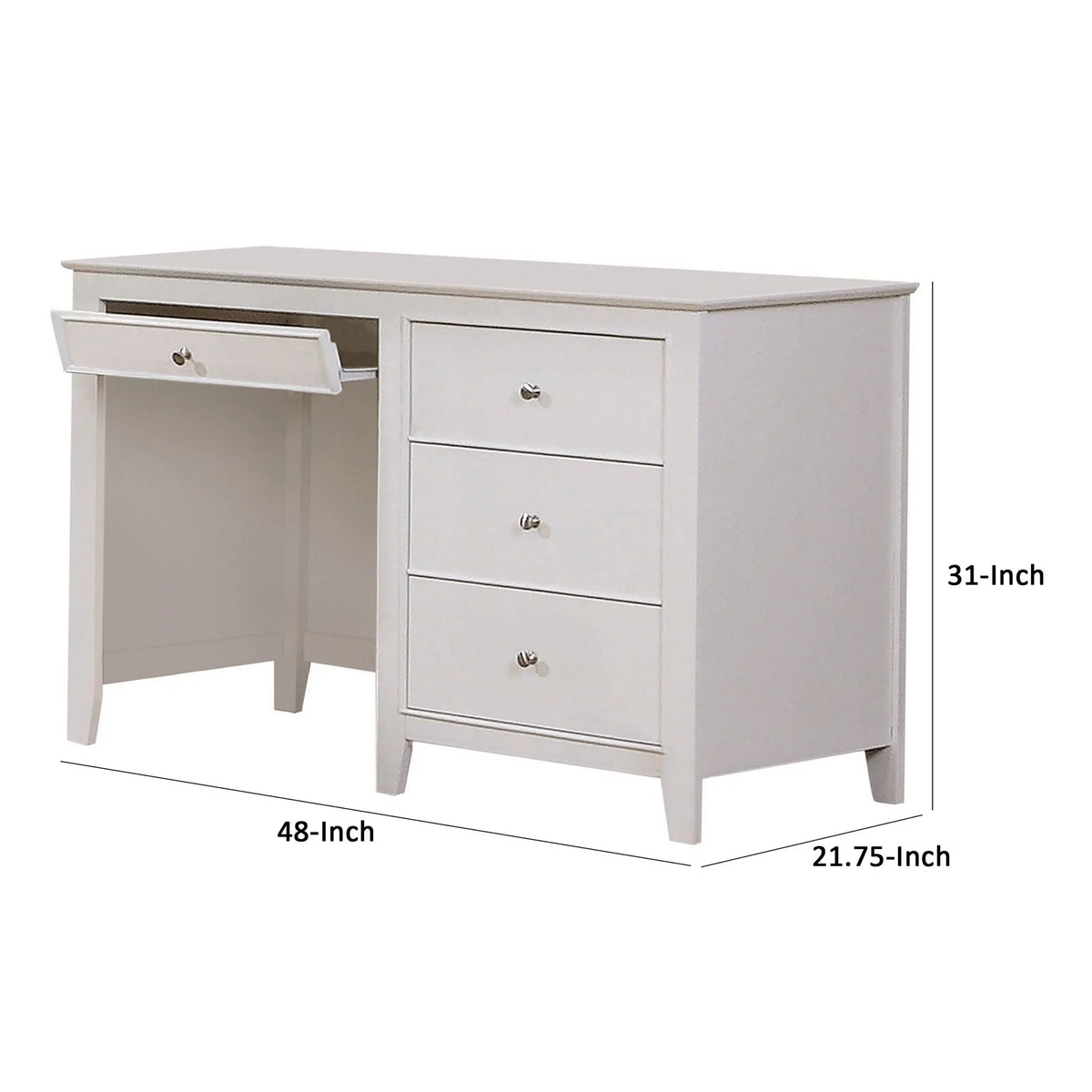 White 48 Inch 3 Drawer Writing Desk with Keyboard Tray D761482
