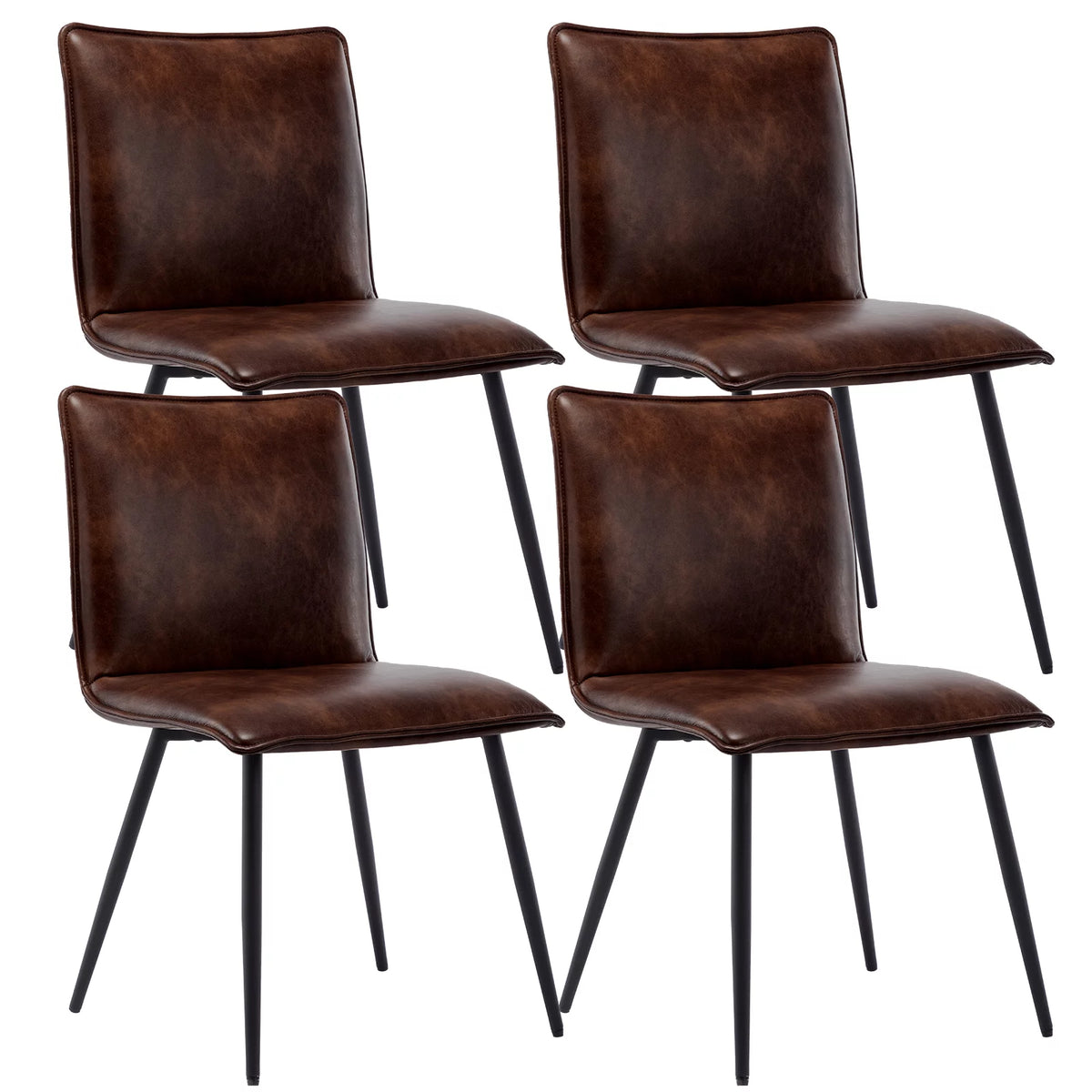 Faux Leather Dining Chairs Set of 4 with Black Metal Legs O328333