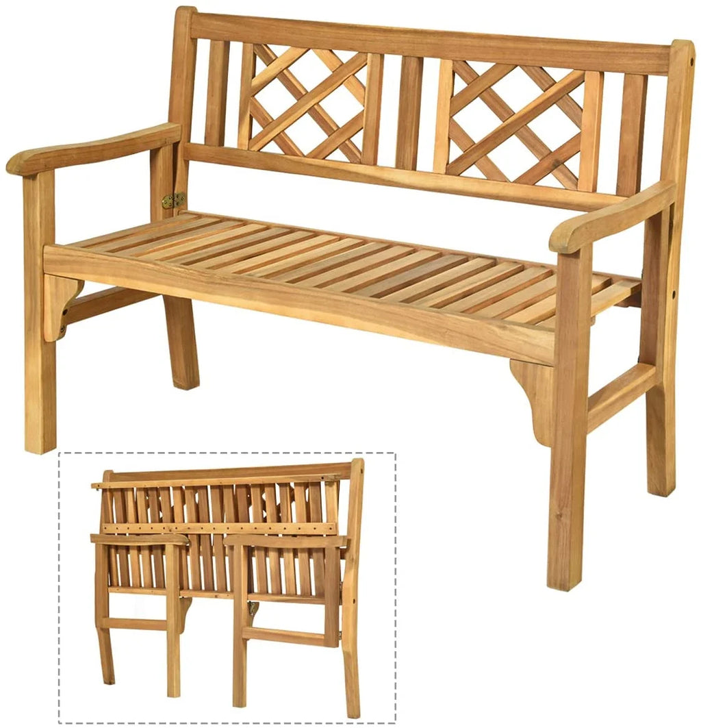 4 Ft Teak Acacia Wooden Patio Bench U34983