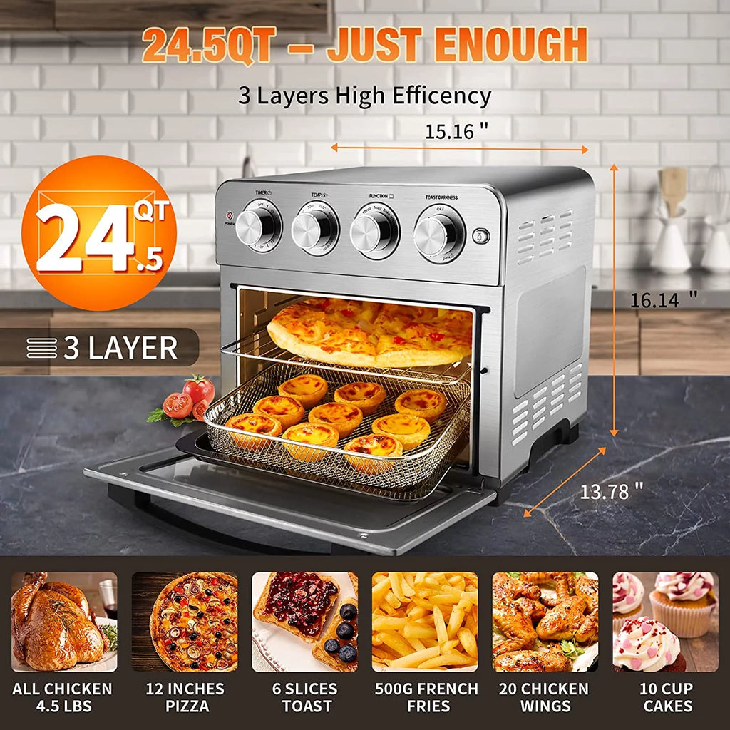 6 Slice 24.5QT Air Fryer Toaster Oven Combo, Stainless Steel V6454
