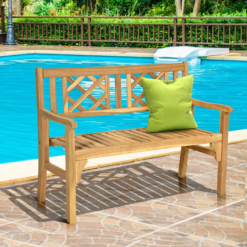 4 Ft Teak Acacia Wooden Patio Bench U34983
