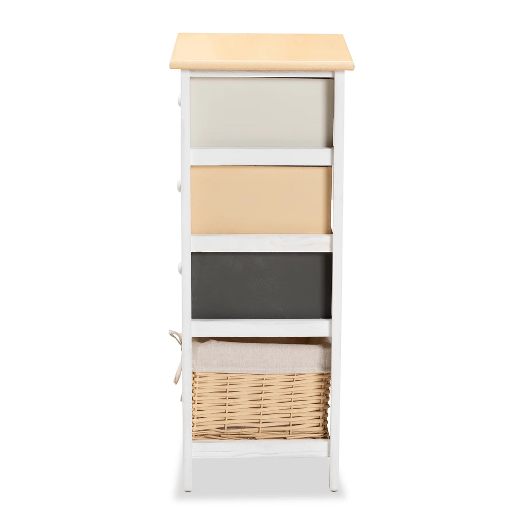 Multi-Colored Wood 3-Drawer Storage Unit with Basket J435629