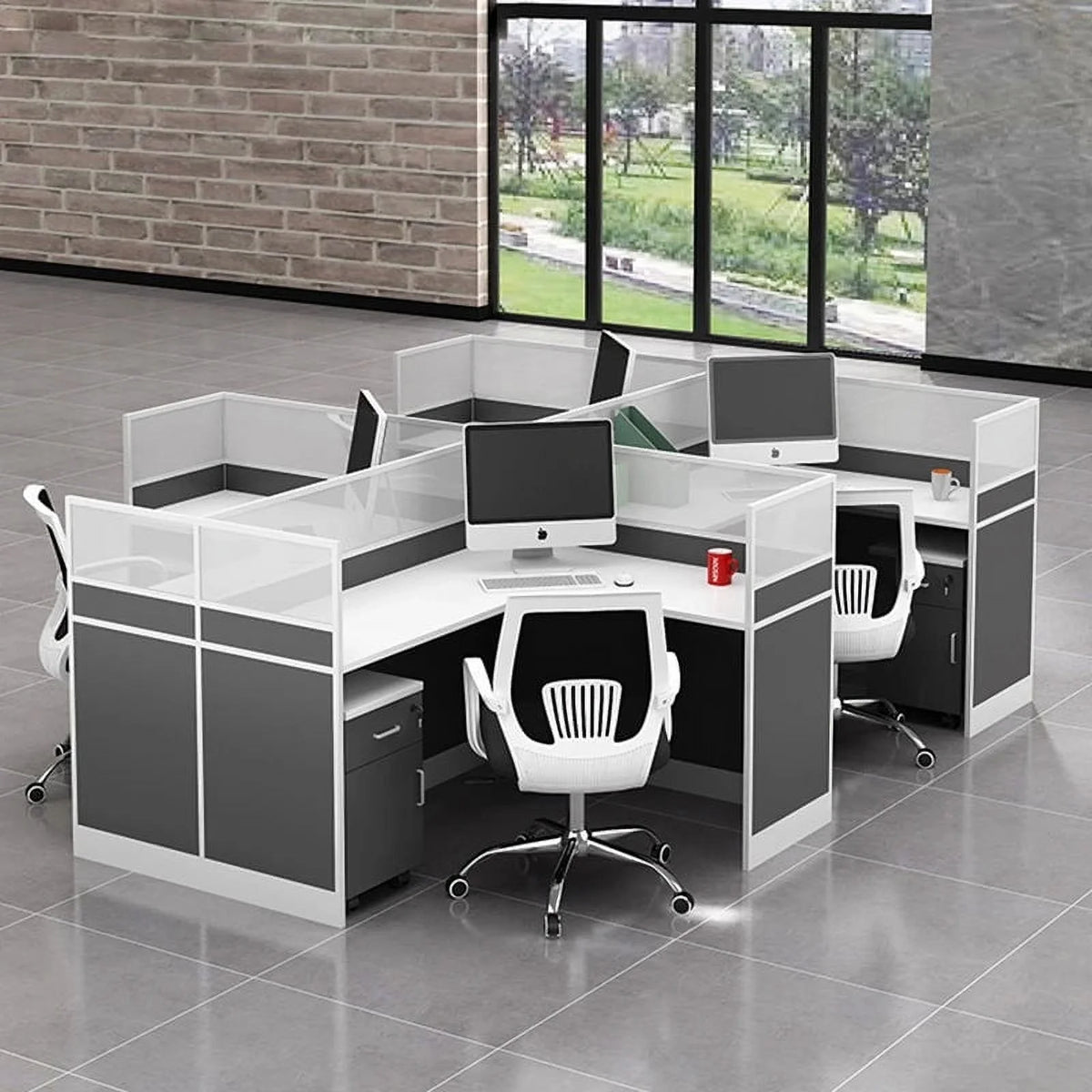 Creative Designer Screen Workstation Office Desk and Chair Y55704