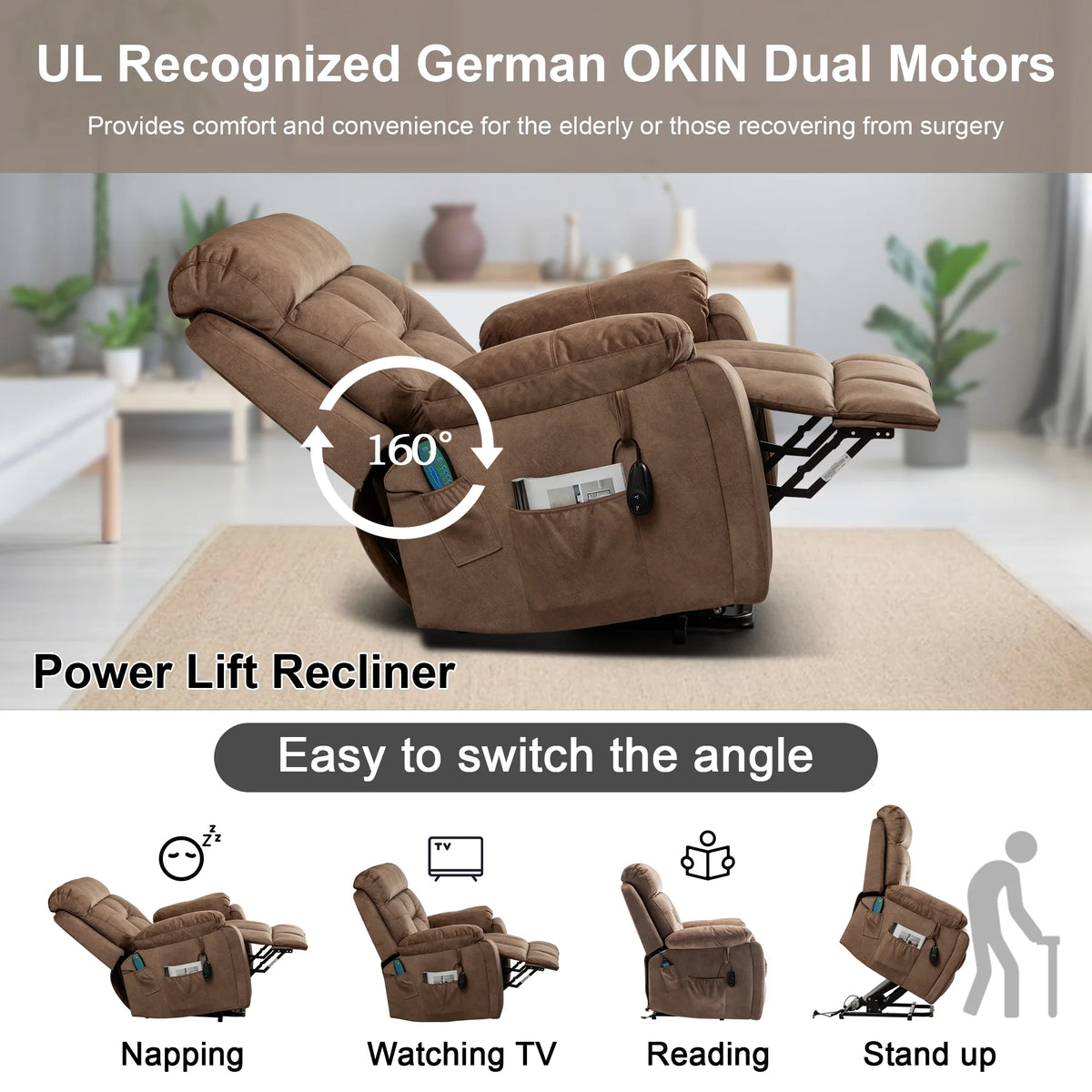 Power Lift Recliner Chair with Heat and Massage P6414