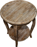 Reclaimed Wood Round End Table O927626
