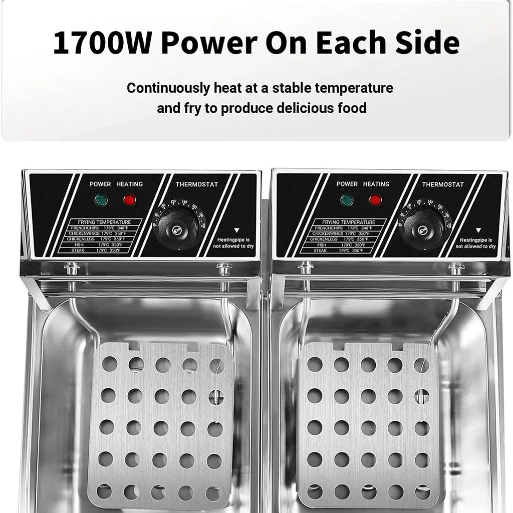 3400W Deep Fryer with Dual Baskets 6L Tank W27572