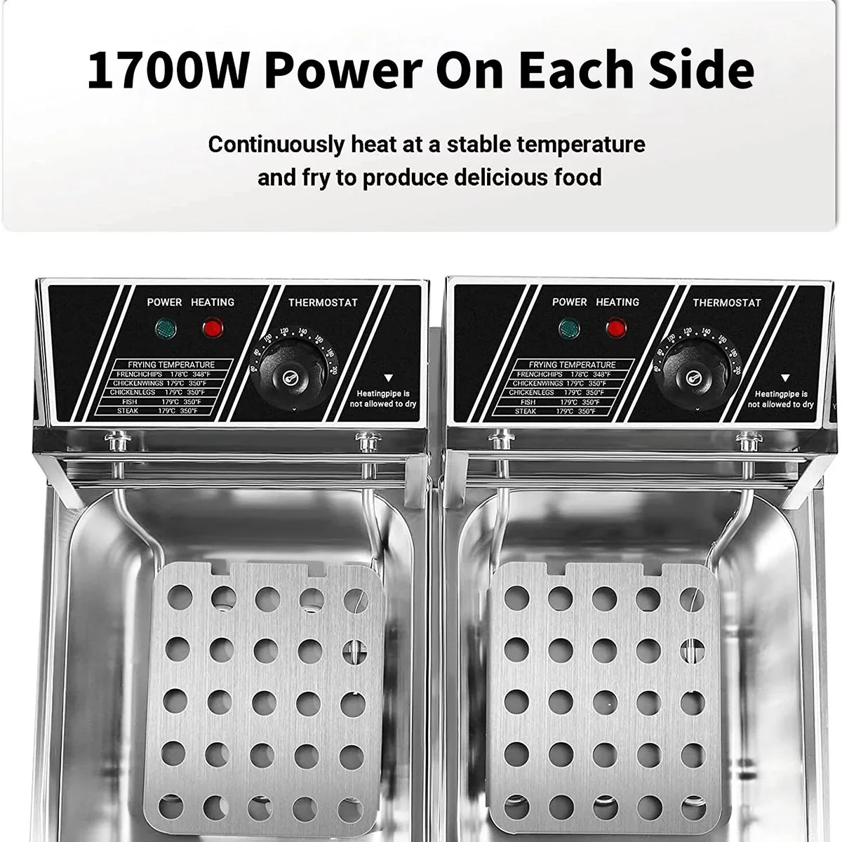 3400W Deep Fryer with Dual Baskets 6L Tank W27572