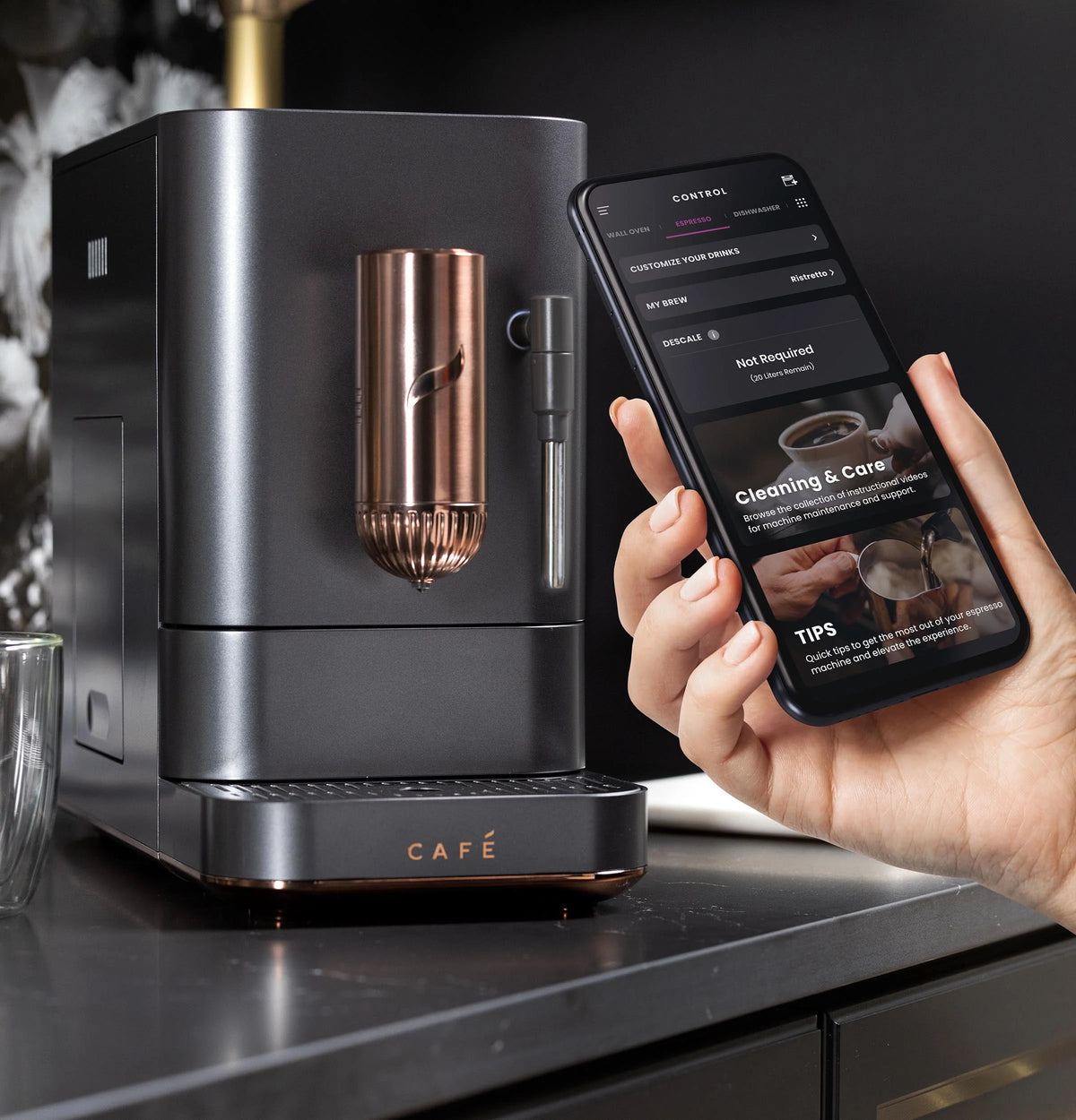 Automatic Espresso Machine with Milk Frother, Matte Black, 1.2 Liter A754
