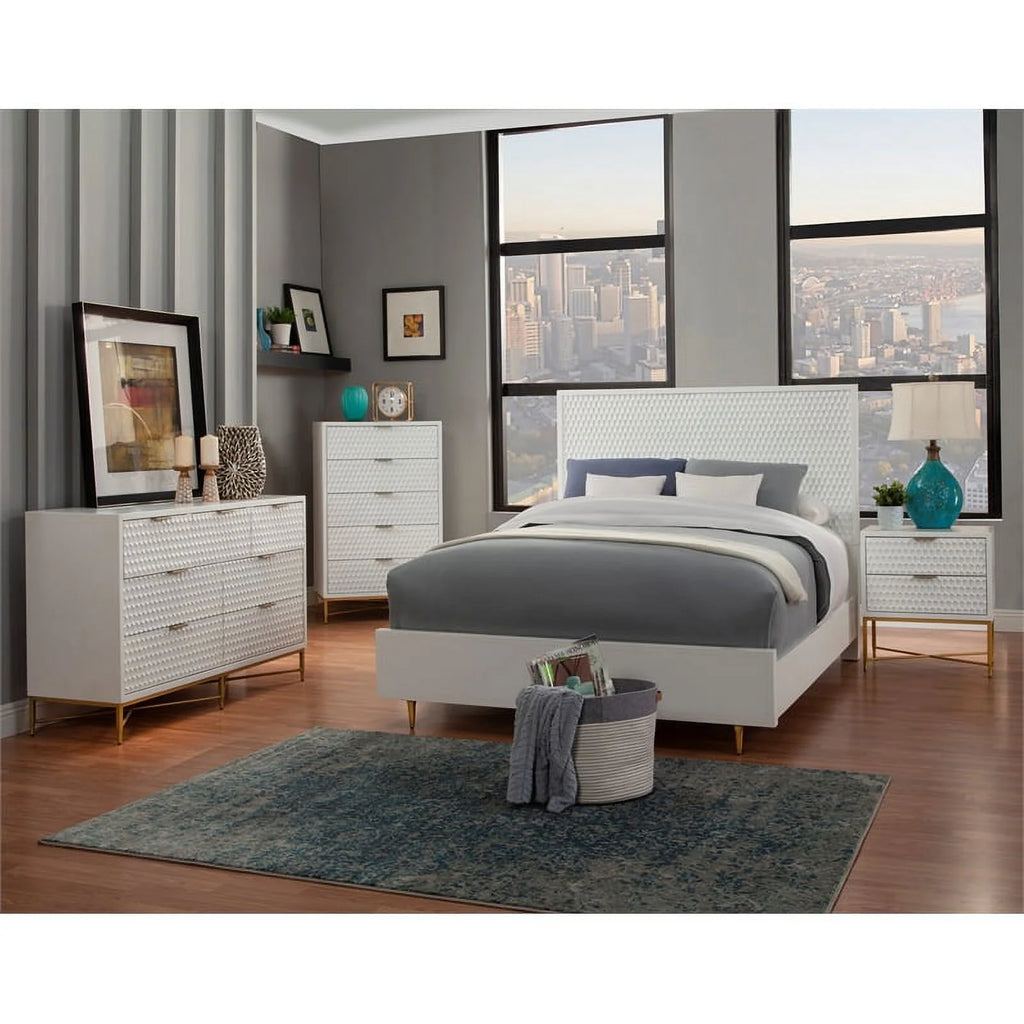 White Full Panel Bed & Bedroom Vanity 2-Piece Set X7639
