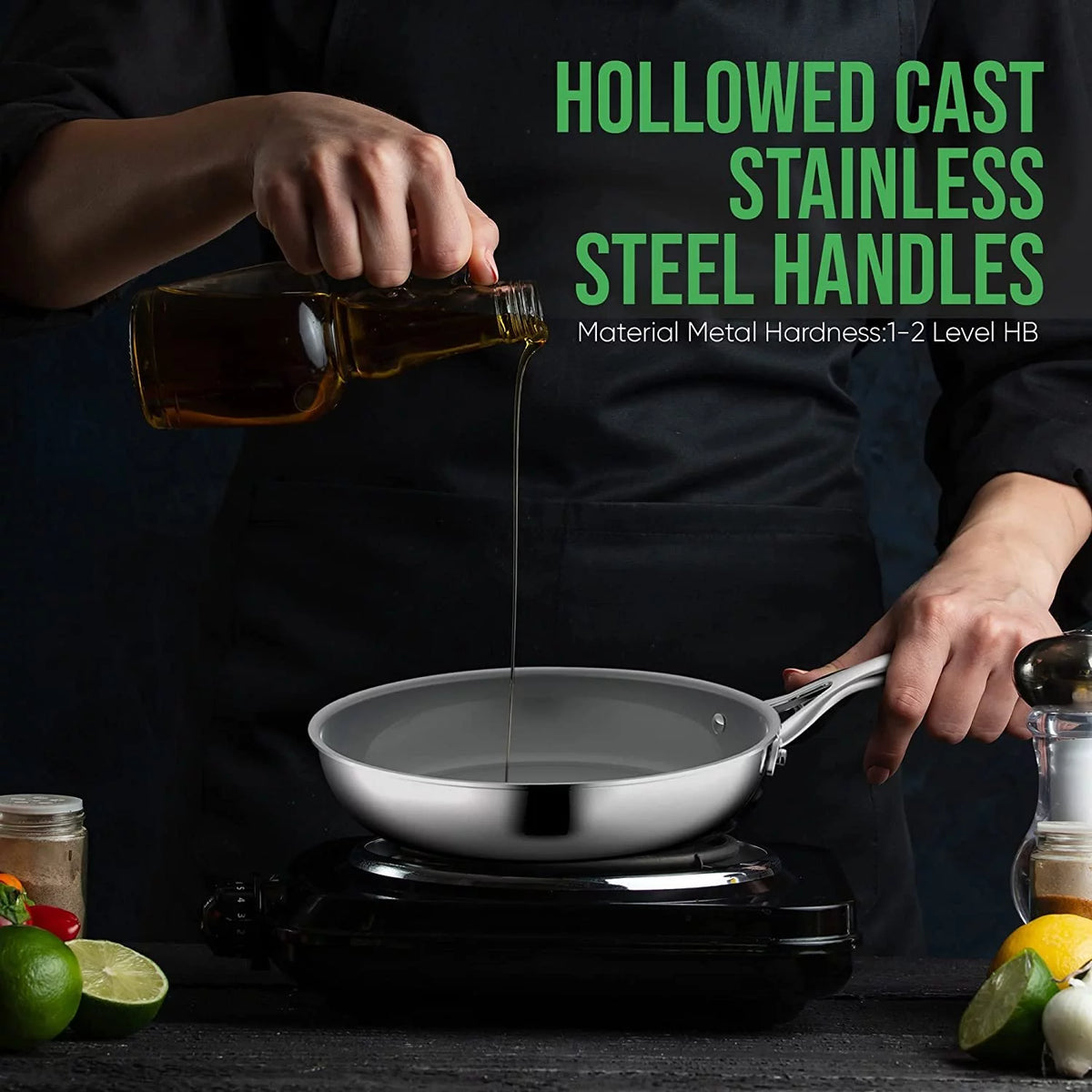 Cast Handles Frying Pan Ceramic Non-Stick Cookware N515