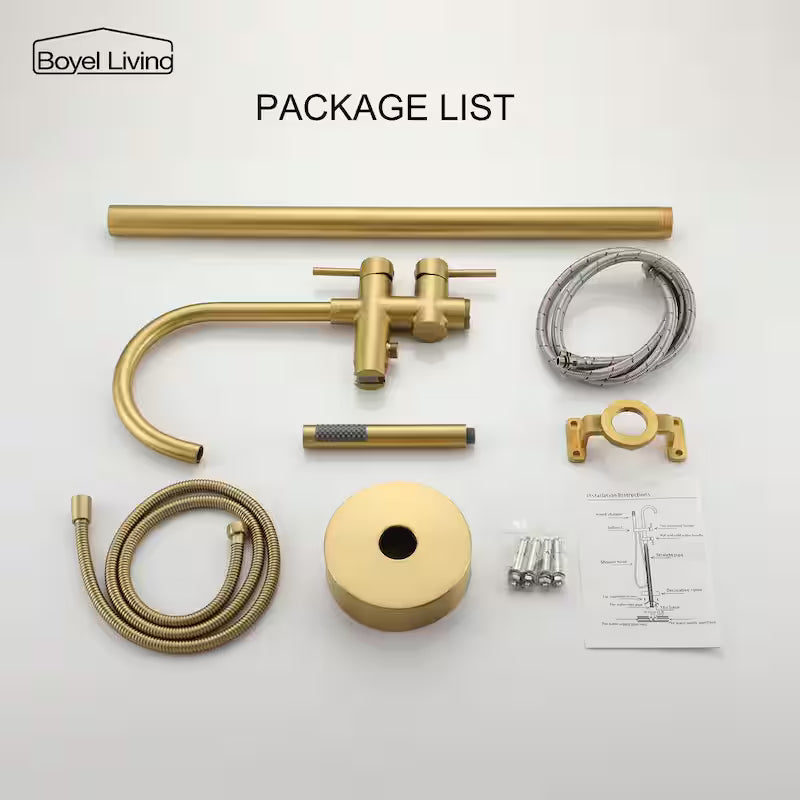 Brushed Gold Freestanding Bathtub Faucet with Handheld Shower R820917