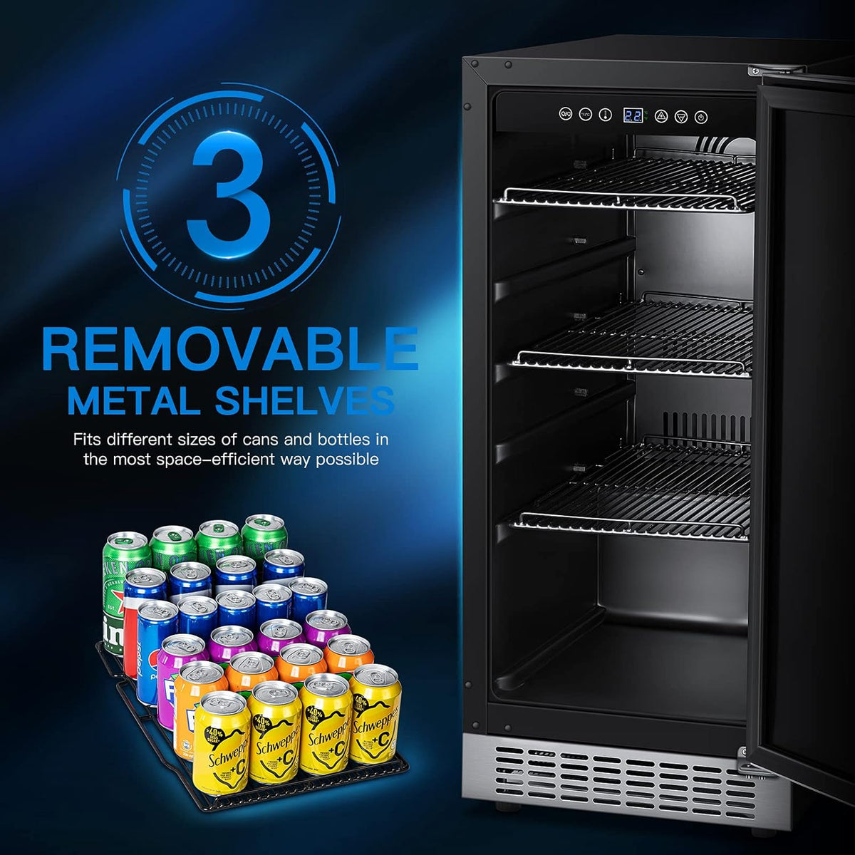 15 Inch Stainless Steel Beverage Refrigerator 100 Cans P70908