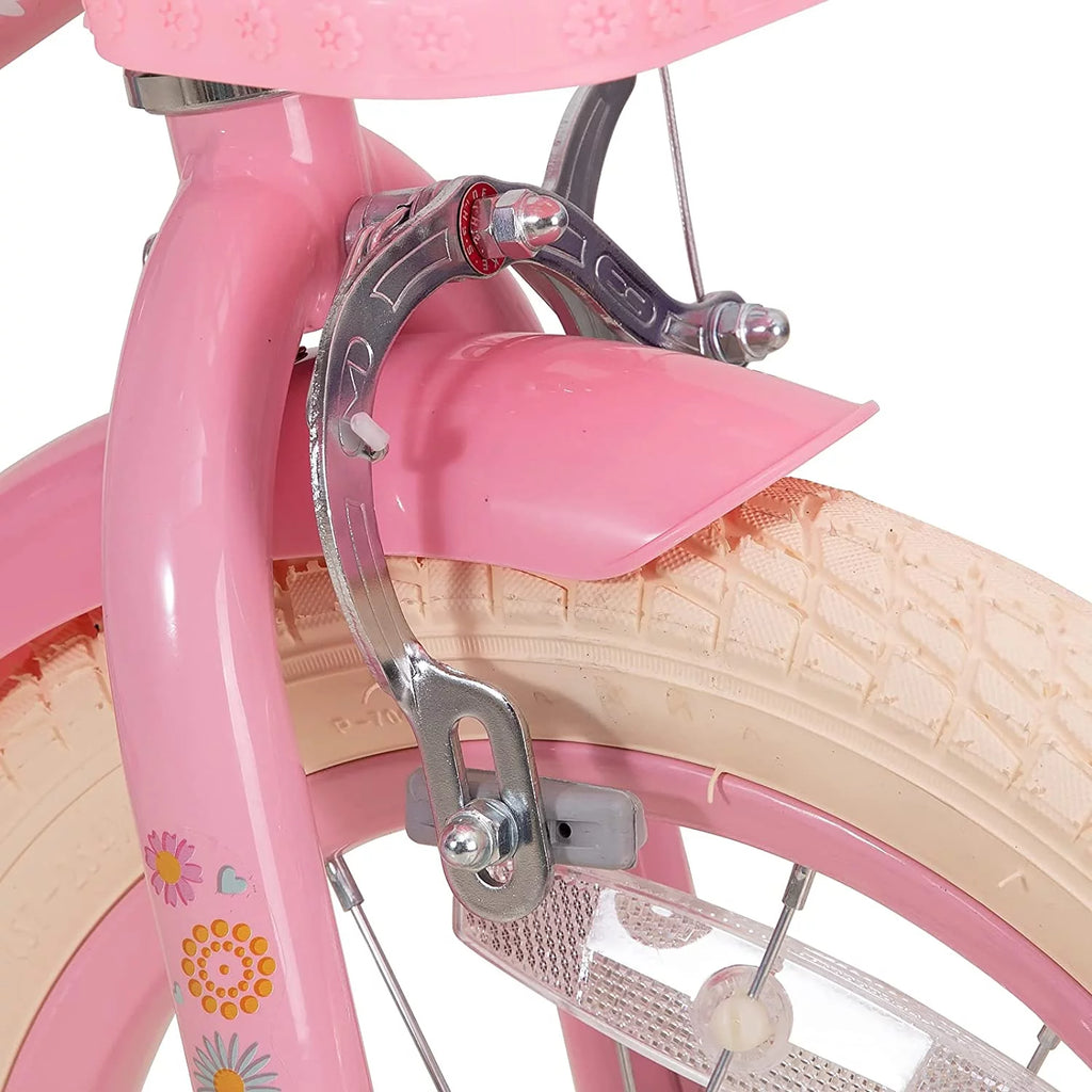 16 Inch Kids Bike with Training Wheels and Basket White E146