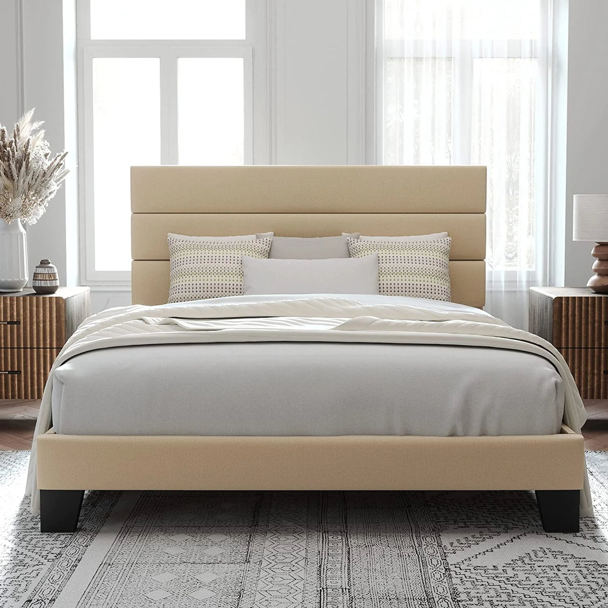 Queen Size Fabric Upholstered Platform Bed Frame X927