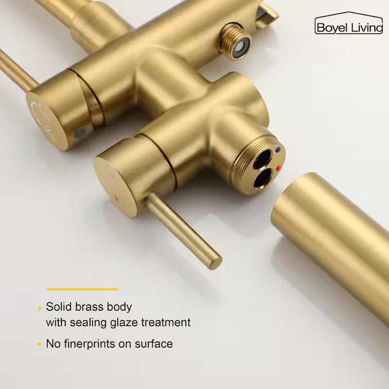 Brushed Gold Freestanding Bathtub Faucet with Handheld Shower R820917