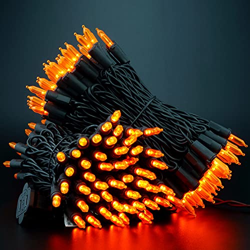 200 Orange LED Christmas Lights Black Wire 2 Strands 33 Feet M484160