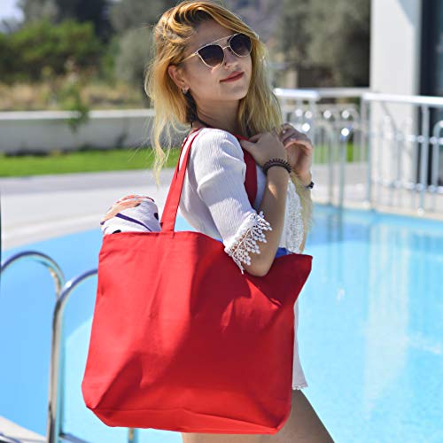 6 Pack Large Canvas Tote Bag with Zippered Closure M76167