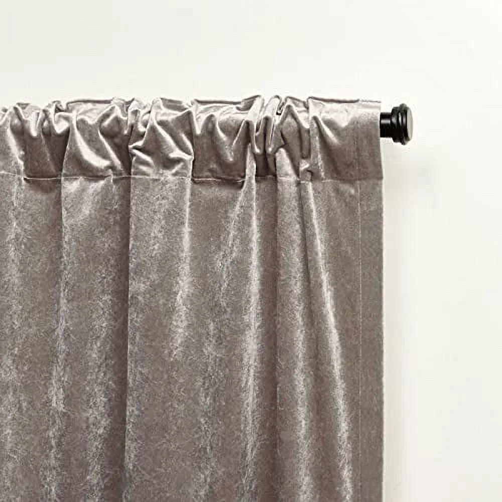 Velvet Light Filtering Hidden Tab Top Curtain Panel Pair, 52"x84", Taupe F18841