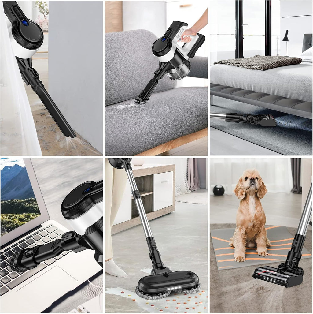 Cordless Vacuum Cleaner 26Kpa Lightweight Handheld Stick Vacuum with Electric Mop E494463