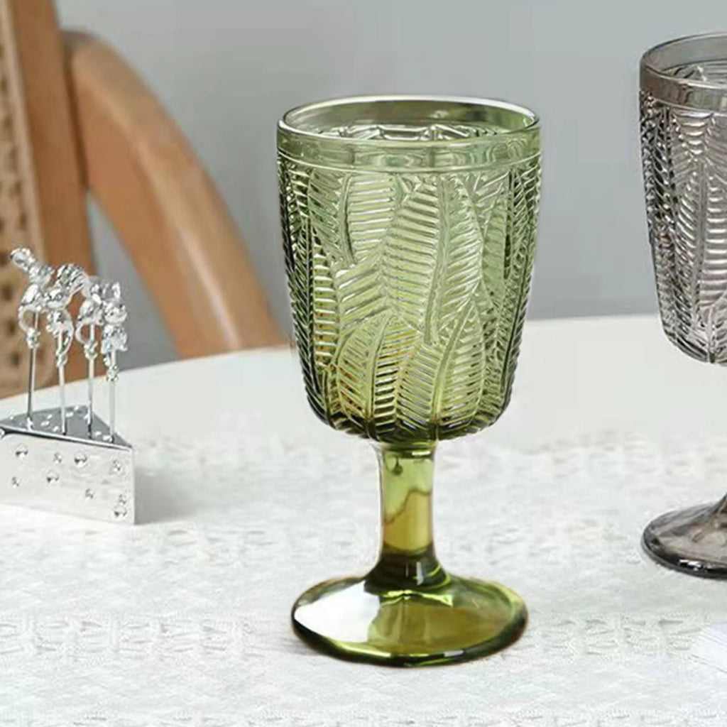 Green Embossment Texture Glass Goblet N625832