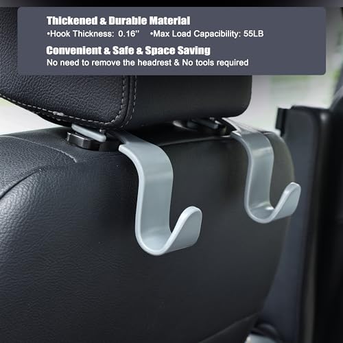 Car Seat Headrest Hook 4 Pack Storage Organizer Black I255823