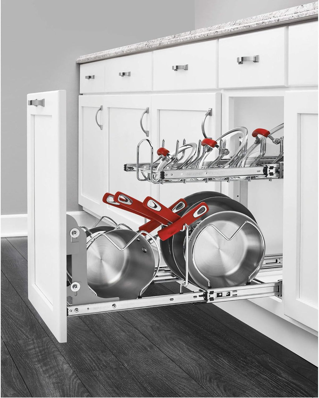 12-Inch 2-Tier Wire Pull Out Kitchen Cabinet Organizer, Chrome L63072