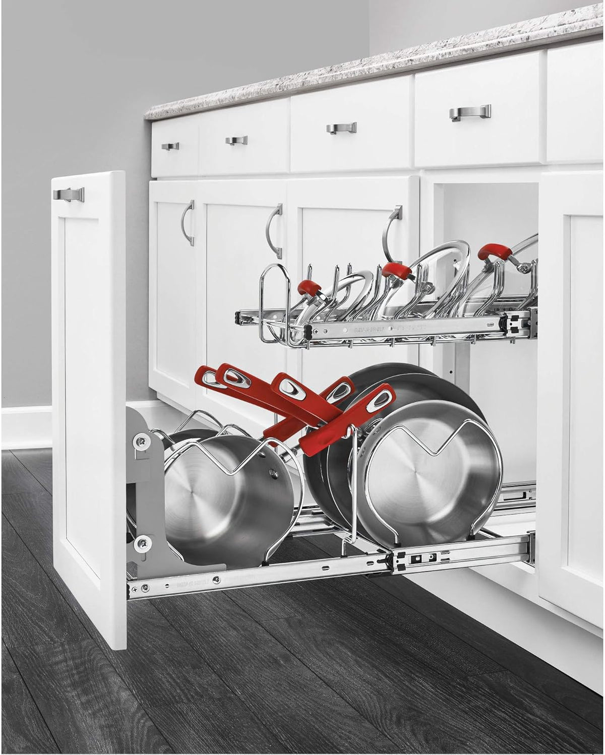 12-Inch 2-Tier Wire Pull Out Kitchen Cabinet Organizer, Chrome L63072