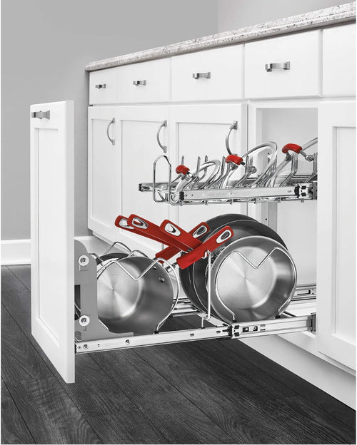 12-Inch 2-Tier Wire Pull Out Kitchen Cabinet Organizer, Chrome L63072
