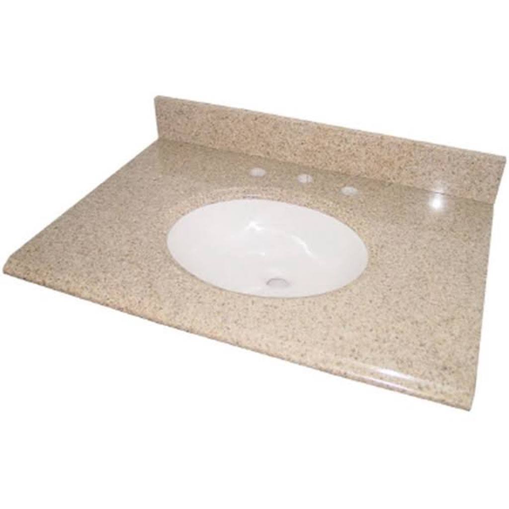31x22 Golden Hill Granite Vanity Top with White Bowl N749514