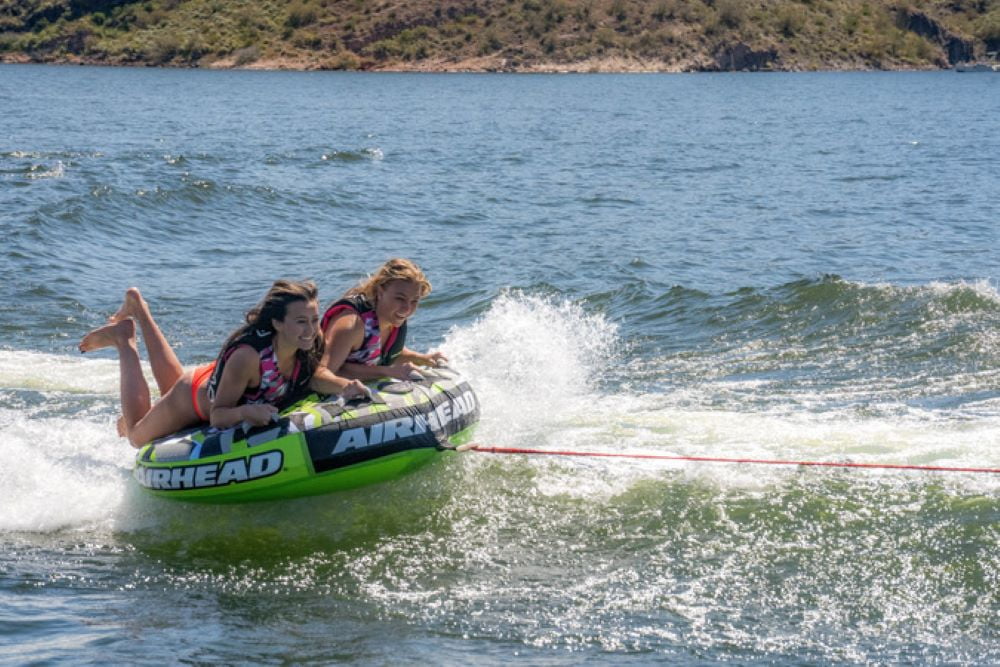 2-Person Towable Boat Tube Float Heavy-Duty Nylon Green Camo B944