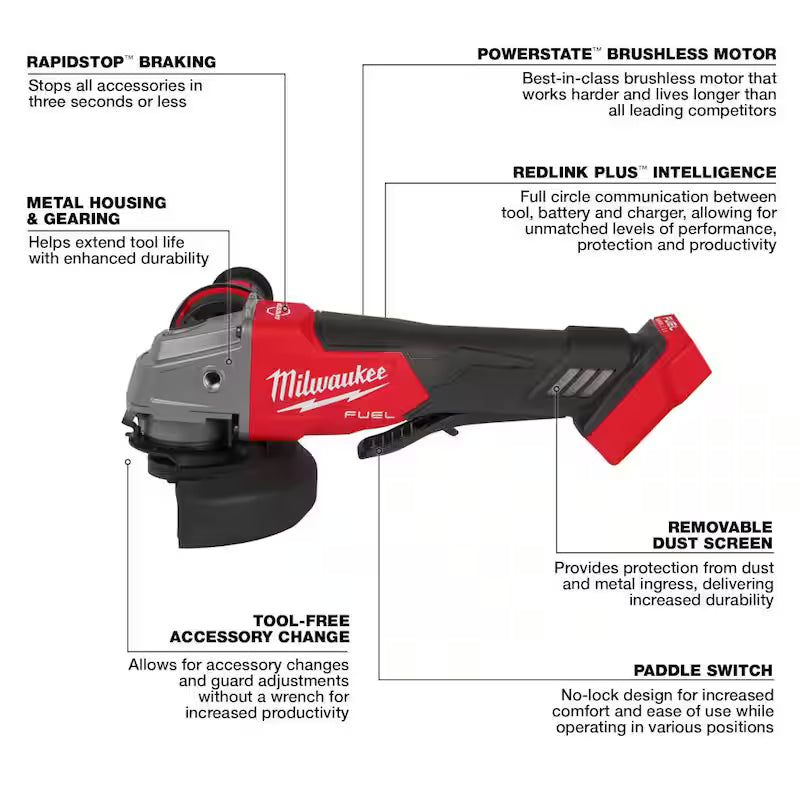 18V Brushless Cordless 4-1/2 in. / 5 in. Grinder with Paddle Switch I2772