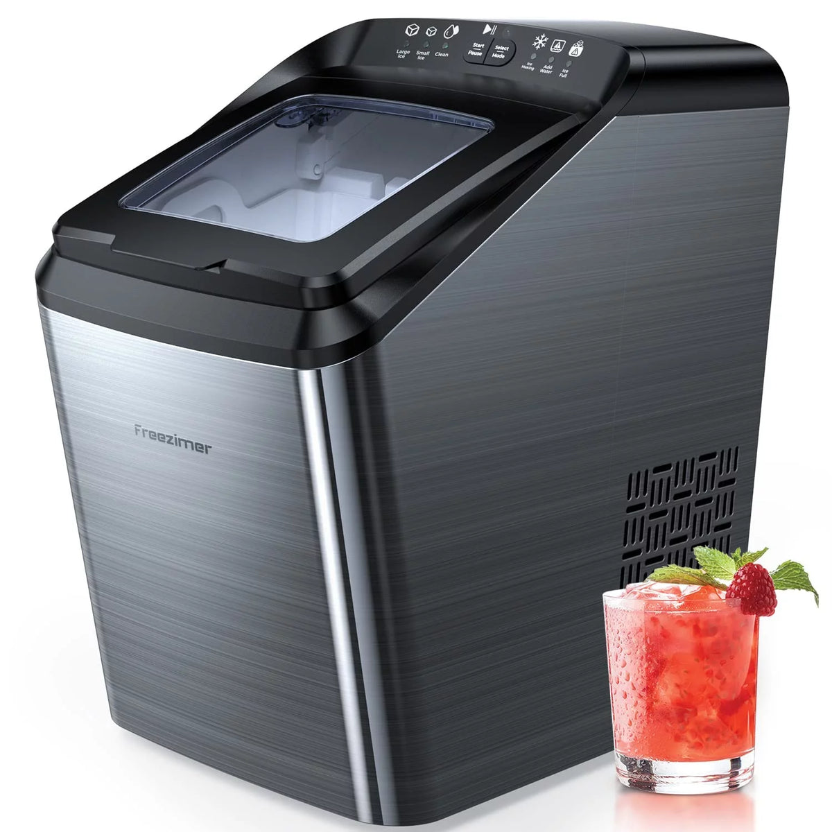Black Countertop Bullet Ice Maker, 33Lbs, 2 Size Ice Cubes X328
