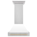 30 Inch Range Hood with White Matte Shell and Gold Handle F7473