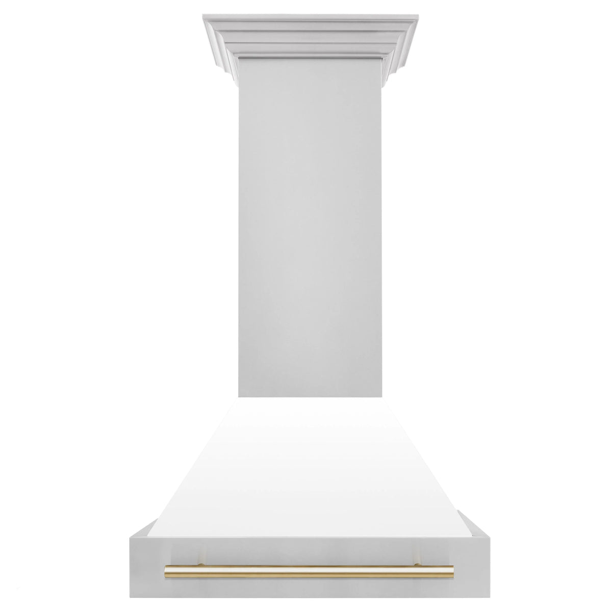 30 Inch Range Hood with White Matte Shell and Gold Handle F7473